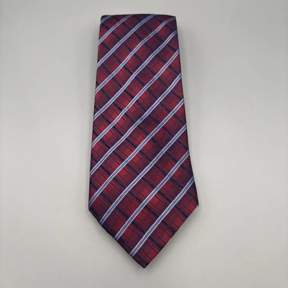 Pronto Uomo 100% Silk Necktie Geometric Blue Red Designer